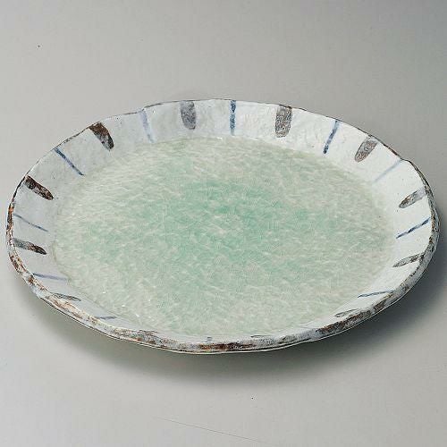 ヒワ釉渕十草9.0丸皿 φ28.7×2.8cm 173-149