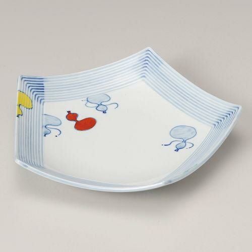 赤絵瓢五角盛皿 23.5×23.5×4.5cm 198-129