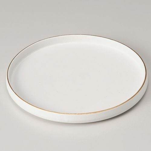 渕金白マット切立皿(大) φ21×2.2cm 208-059