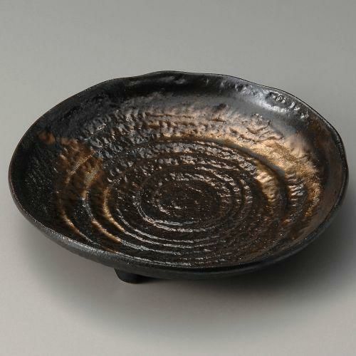 黒金三ッ足八寸皿 φ23.5×4.5cm 301-109