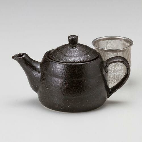 黒結晶ポット(茶こし付) 400cc 372-189