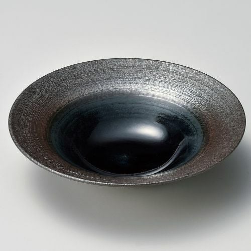 炭化ネイビー20cmディーププレート φ20.7×5.5cm 033-079