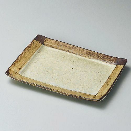 角渕サビ焼き物皿 19.4×14×2cm 142-209