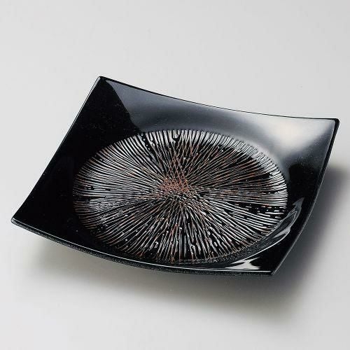 漆黒乱十草7.5正角皿 23×23×4.7cm 186-309