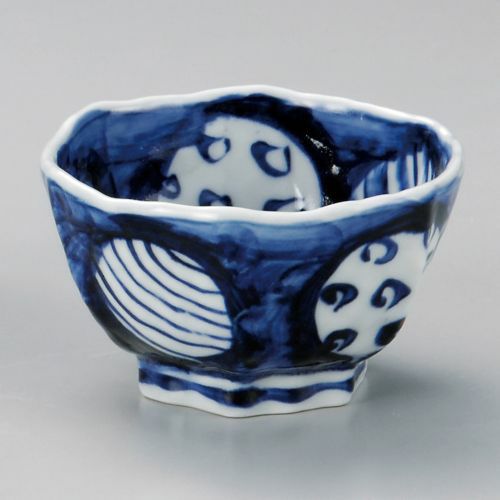 染付丸紋六角4.0丼 φ12.5×7.5cm 332-209