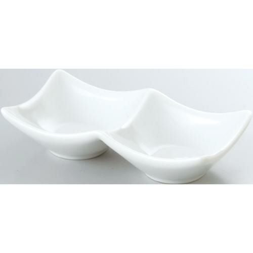 14cm 二連皿 白