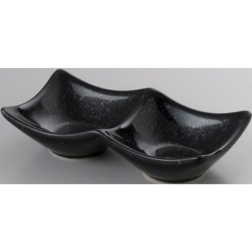 14cm 二連皿 黒御影/業務用