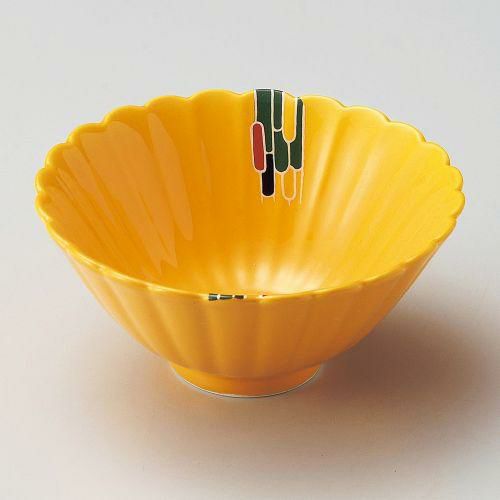 黄釉三彩菊形小鉢 φ12.5×6cm 062-059