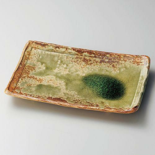 灰釉足付長角皿 32×21×4cm 159-069