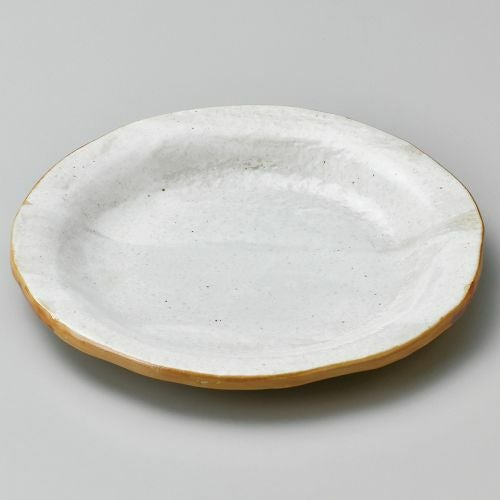 白油滴刷毛6寸反り丸皿 φ18.6×2.6cm 206-209