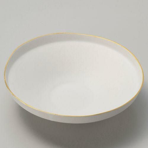 渕金白マットたわみ鉢(大) φ19.6×5.5cm 039-049