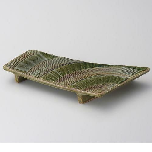 オリベ変形高台突出皿 25×13×3.5cm 130-089