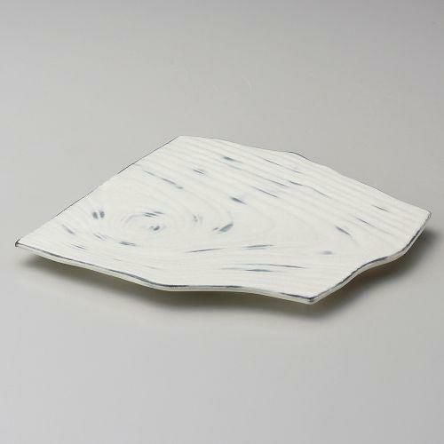 炭化土粉引木目6.5皿 20.5×20×1.5cm 141-049