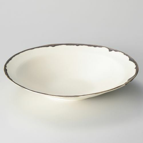 金釉流し白大平鉢 φ28.2×4.9cm 243-069