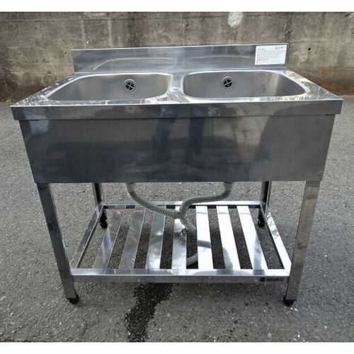 中古】二槽シンク ステンレス 幅1050×奥行600×高さ800 【送料別途見積