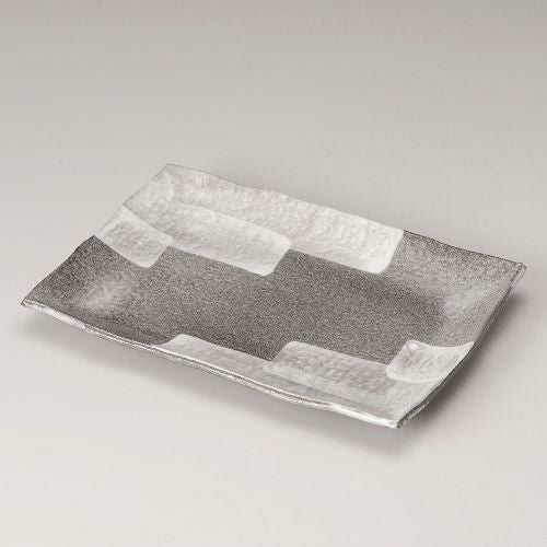 グレー刷毛目12号長角皿 37×26×4cm 234-039