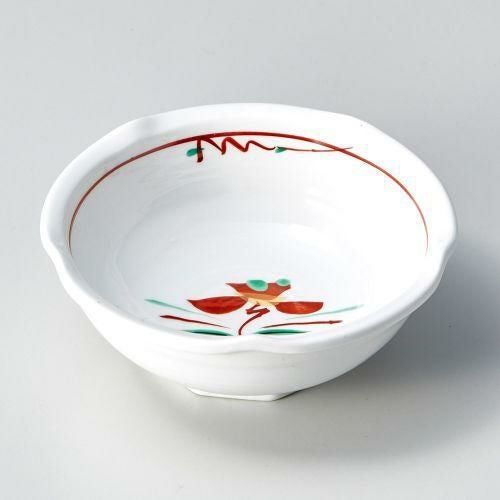 赤絵花紋梅型とんすい 11.5×4.3cm 119-089