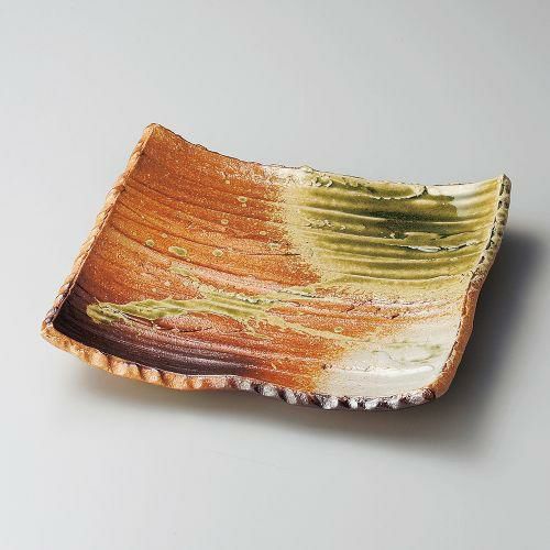 古信楽10.0足付そぎ長角皿 29.5×25.5×5cm 159-039