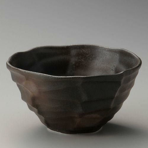 黒伊賀備前吹八角大丼 17×9cm 320-399