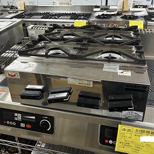 中古】卓上ガスコンロ 2口 マルゼン M-822DC 幅300×奥行540×高さ164