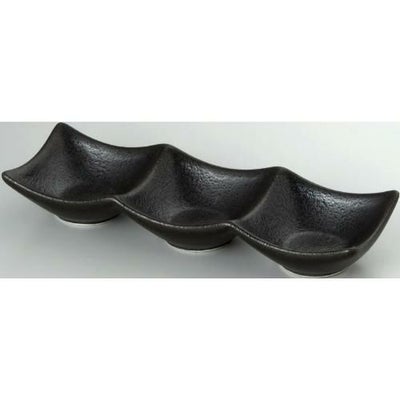 20cm 三連皿 黒耀/業務用