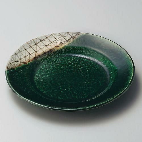 サビ織部格子8.0和皿 φ24.8×3cm 202-079