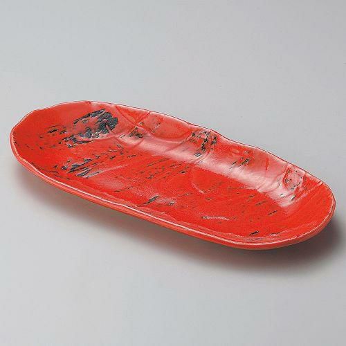 紅楕円長皿 31.8×14.7×2.8cm 191-209