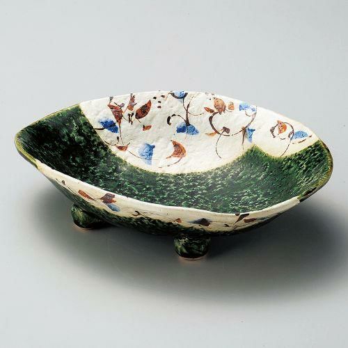 彩塗り分け織部鉢 25.2×20.1×6.4cm 250-049