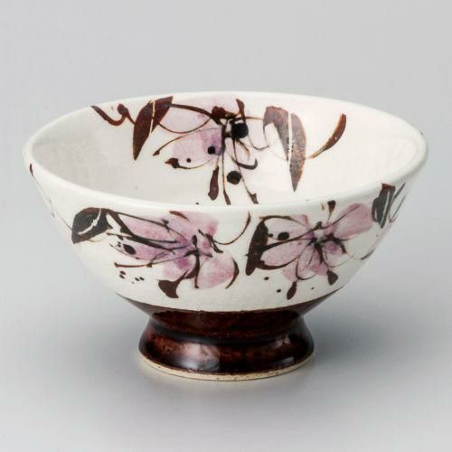 アメ釉花紋飯碗 φ11.8×6.5cm 345-379