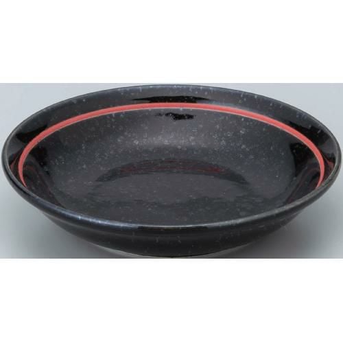 玄 黒御影赤ライン 13cm深皿 10枚入