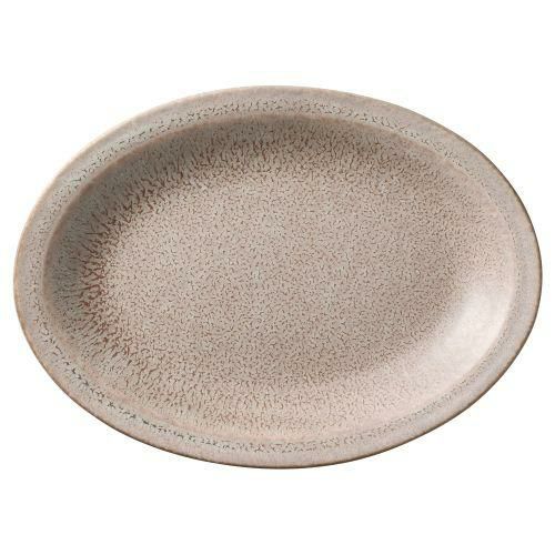 グレージュブラウン8吋オーバルプラター 21×15×2.6cm 502-109