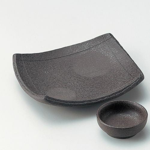 炭化土四方上り向付 17.5×15.5×4.3cm 025-099