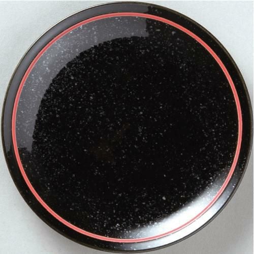 玄 黒御影赤ライン 16cm皿 10枚入