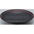 玄 黒御影赤ライン 24.5cm深皿 10枚入 /業務用/新品