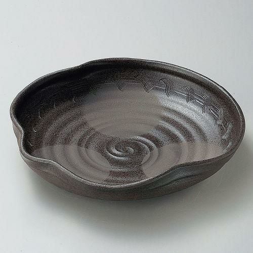 炭化瓢型尺盛鉢 32.4×31×7cm 241-129