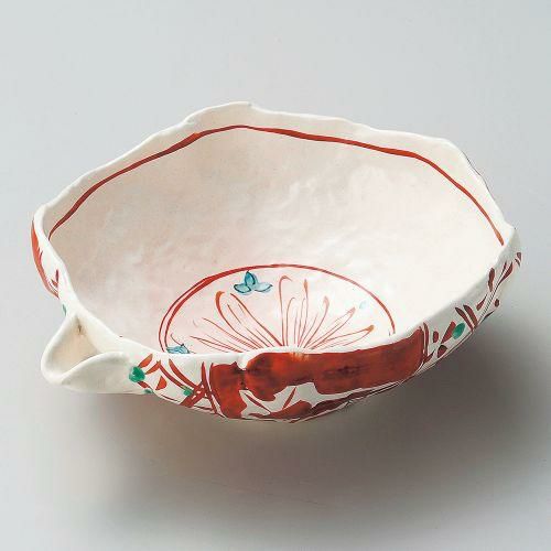 志野赤絵片口8.0鉢 24.5×19.5×8.7cm 249-079