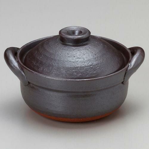 鉄釉炊鍋 18×φ14×10cm(500cc)(身7cm) 386-109
