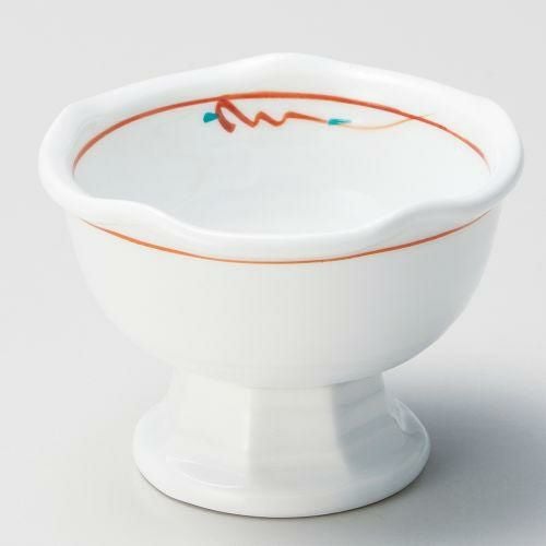 赤絵花紋梅型高台小鉢(小) 9×6.5cm 081-159