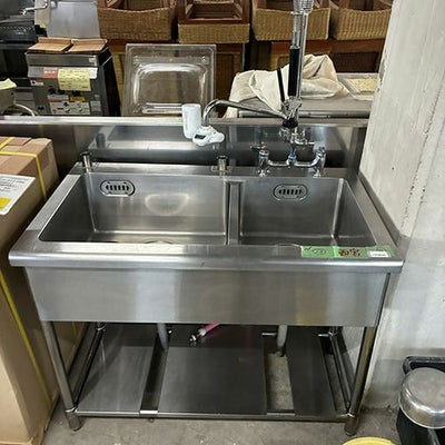 中古】二槽シンク BGあり タニコー 幅1000×奥行600×高さ800 【送料別途 