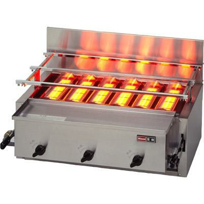 【リンナイ】ガスグリラー 遠赤外線 下火式 新荒磯6号 1コック2バーナ RGA-406B 幅780×奥行580×高さ305