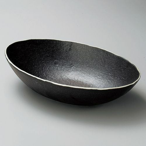 黒釉だ円盛鉢 27×17×6.3cm 253-189