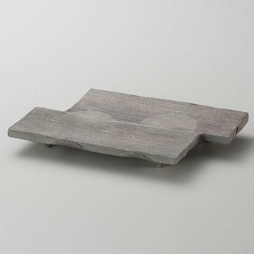 炭化八ツ橋足付皿 24×16×2.5cm 140-039