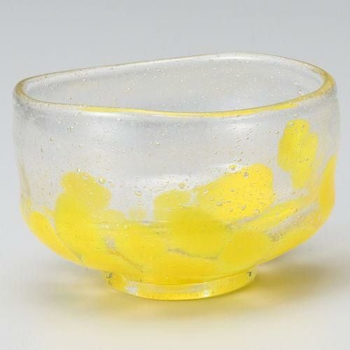 吹ガラス抹茶碗イエロー φ11×7cm 379-199