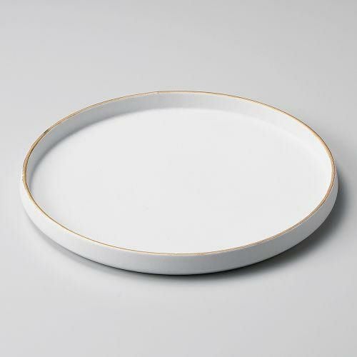 渕金白マット切立24cm皿 φ24×2.2cm 202-099