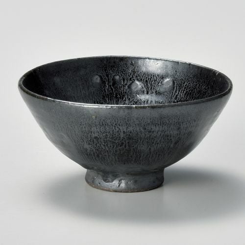 黒釉天目流し飯碗 φ13×6.4cm 345-159