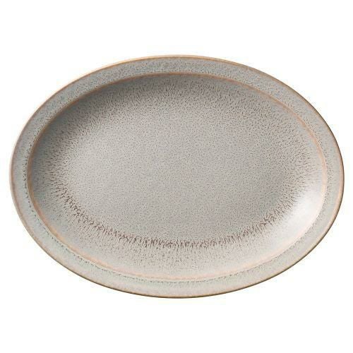 グレージュブラウン12吋オーバルプラター 31×22.5×3.7cm 502-079