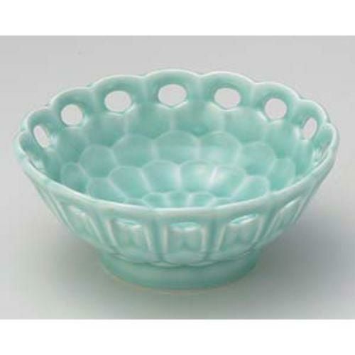 深青海青磁透し刺身鉢 φ15.3×6.4cm 026-079