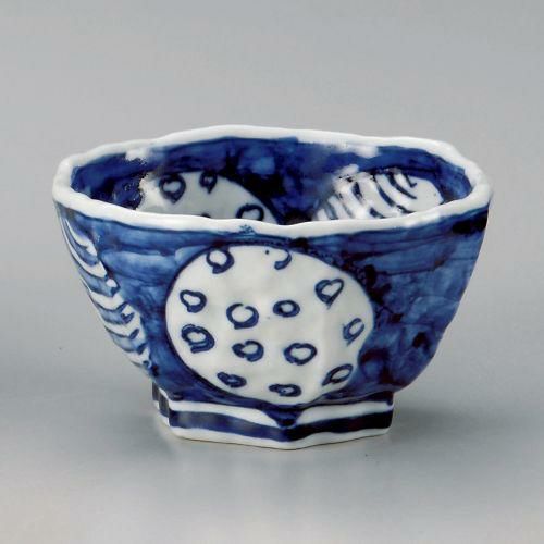 染付丸紋六角5.0丼 φ15.5×9cm 325-119