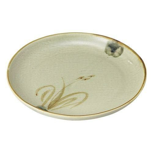 織部流し芦絵丸8.0皿 φ25cm 437-699