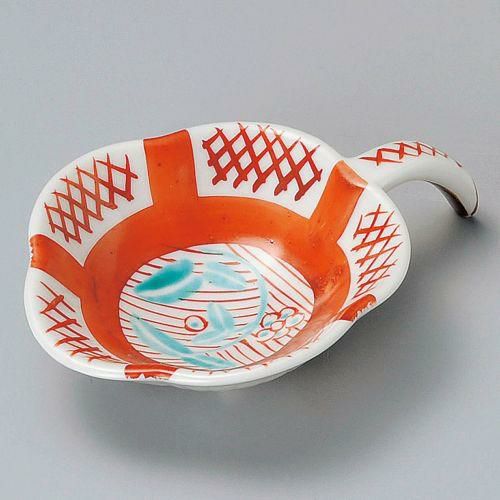 赤絵間取格子手付姫珍味 12.6×9×3cm 089-239